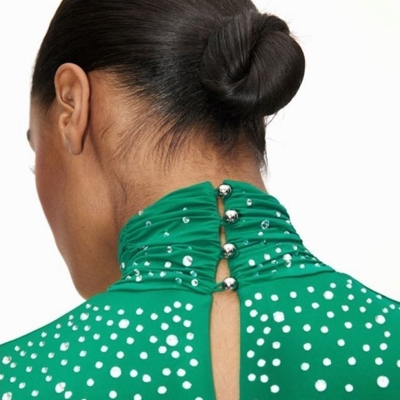 RARE Paco Rabanne Green/crystal Blouse Top - Picture 3 of 11